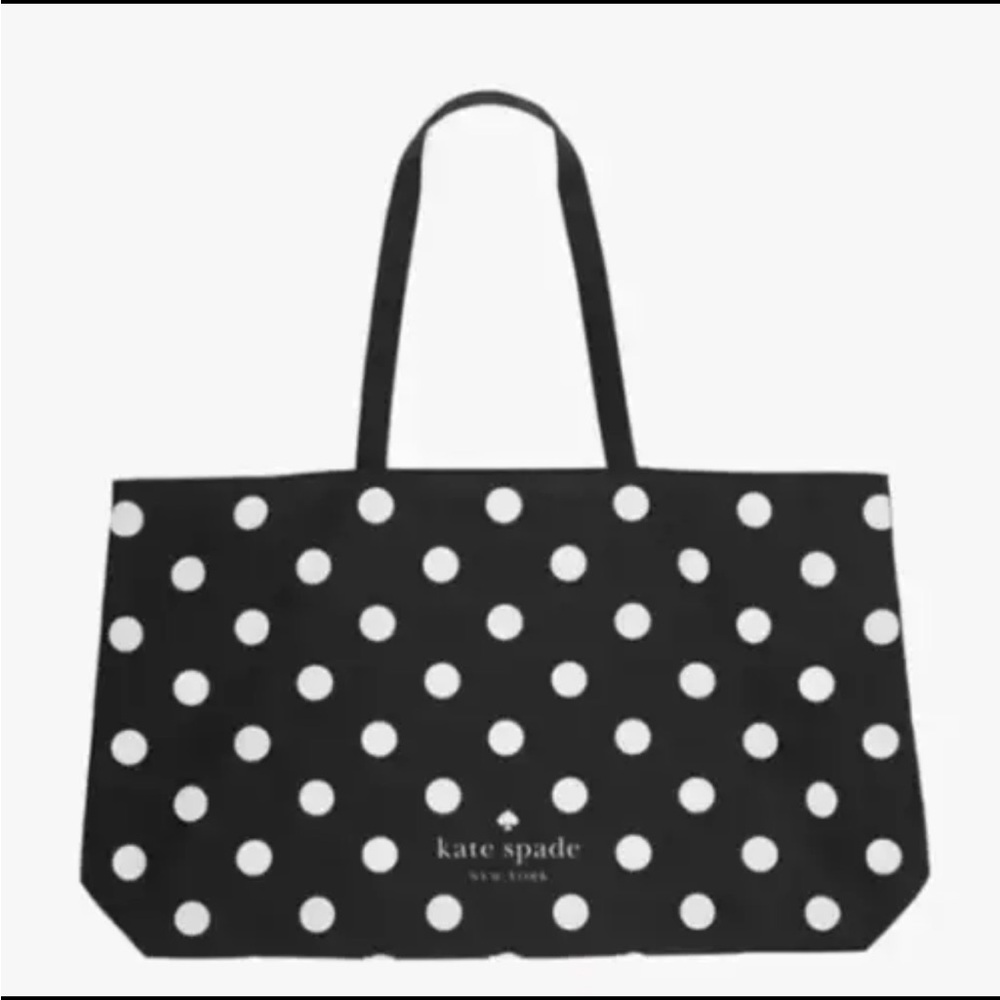 NEW Kate Spade Dot Large Reusable Shopping Black Tote Bag
